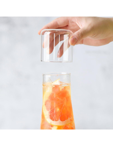 Juego de Jarra de Agua y Vaso LCORMAG 850ml Vidrio Transparente