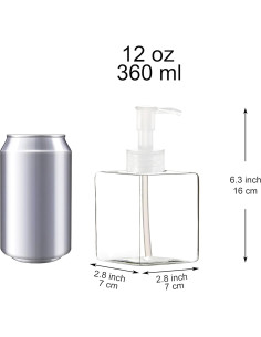 Youngever 5 Botellas de Plástico Cuadradas 355 ml con Bomba 2