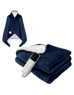 Manta Eléctrica Calentada Mrsenloi 140x84cm 6 Niveles Azul Marino 2