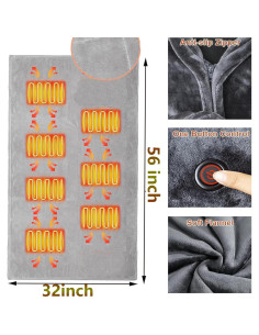 Manta Calentada Portátil MIUPWULA 150x90 cm 7 Zonas Calor 2