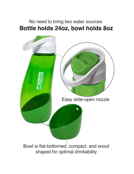 Botella de Agua Kurgo Gourd 710 ml para Perros y Tazón Desmontable
