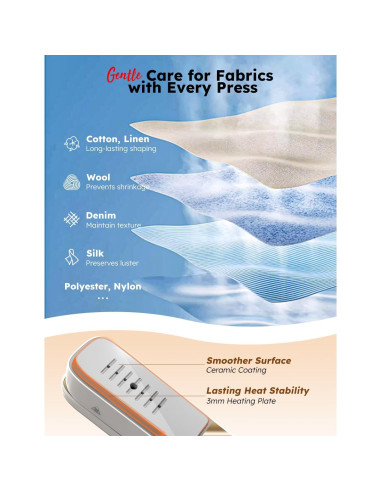 Plancha de Vapor Portátil 3 en 1 HT-2003, Sin Tabla, 180
