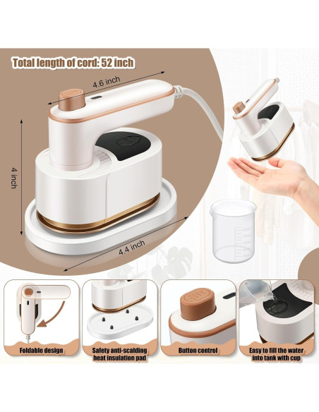 Plancha Mini de Viaje Portátil Leriton 3 en 1 Blanca