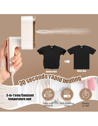 Plancha Mini de Viaje Portátil Leriton 3 en 1 Blanca