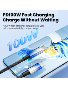 Cable USB C a USB C 100W PD con pantalla LED 1.2m FANTIA 2