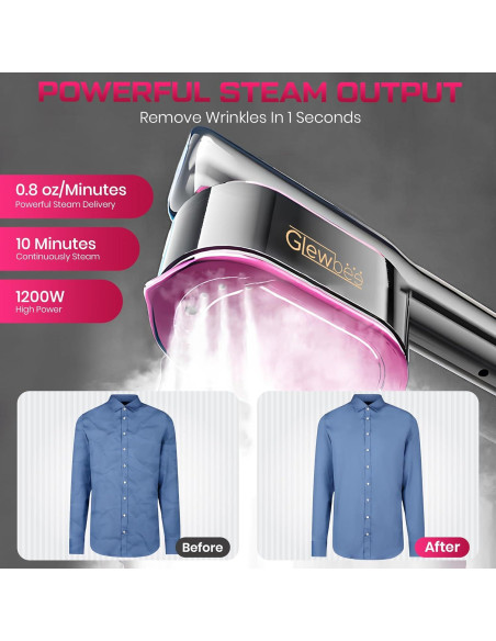 Vaporizador de Ropa Portátil Glewbee 1200W Pantalla Táctil