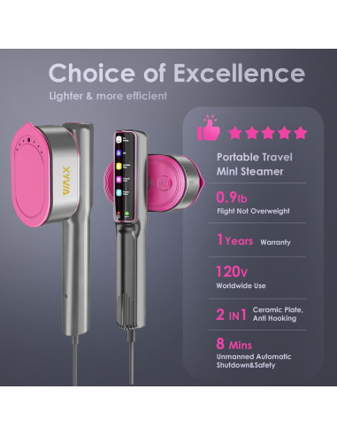 Vaporizador de Ropa Portátil XYVIA 1200W Pantalla Táctil 110ml