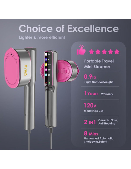 Vaporizador de Ropa Portátil XYVIA 1200W Pantalla Táctil 110ml