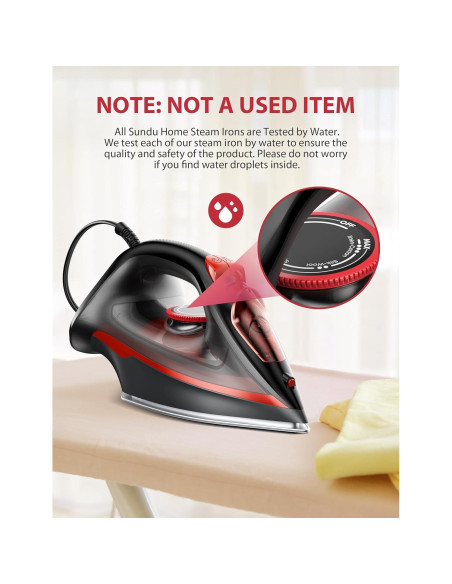 Plancha de Vapor SUNDU HJ-8065, Suela Cerámica, 1500W, 0.35L
