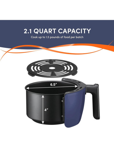 Freidora de Aire Elite Gourmet EAF-0201BG 2.1L Compacta Azul