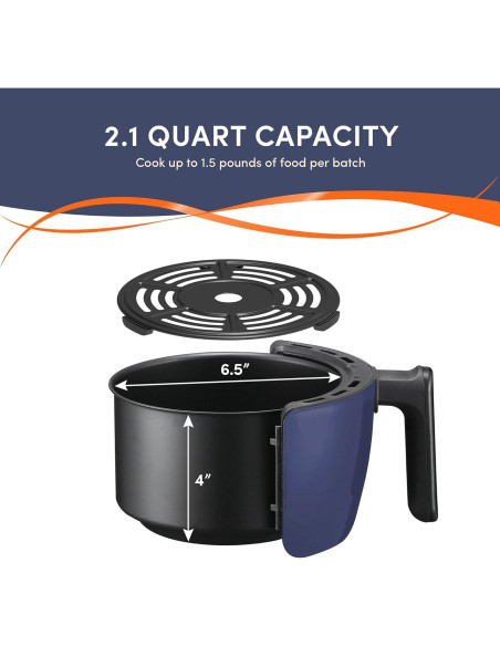 Freidora de Aire Elite Gourmet EAF-0201BG 2.1L Compacta Azul