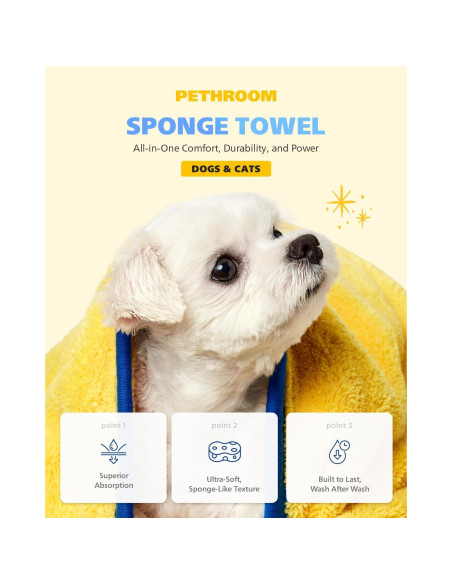 Toalla Ultra Absorbente PETHROOM para Mascotas Mediana 80x40cm