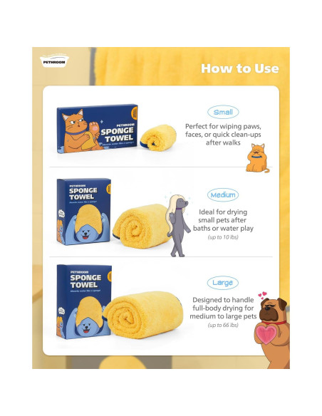 Toalla Ultra Absorbente PETHROOM para Mascotas Mediana 80x40cm