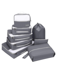 Set de Cubos de Empaque Dec-Mec 8 Piezas Gris para Viaje