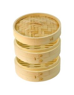 Cesta de Vapor de Bambú DEAUVIOR 10.16 cm Dos Niveles