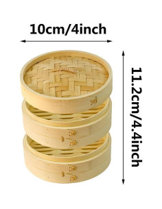 Cesta de Vapor de Bambú DEAUVIOR 10.16 cm Dos Niveles 2