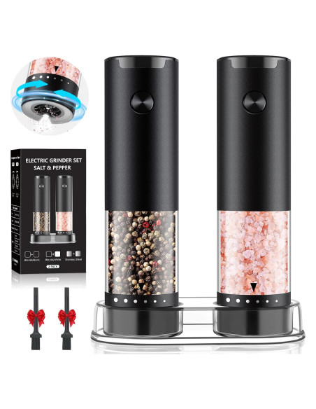 Juego de Molinillos Eléctricos de Sal y Pimienta GEMII Negro