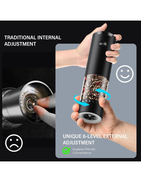 Juego de Molinillos Eléctricos de Sal y Pimienta GEMII Negro