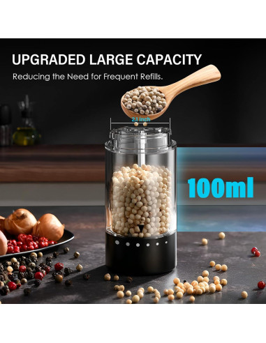 Juego de Molinillos Eléctricos de Sal y Pimienta GEMII Negro