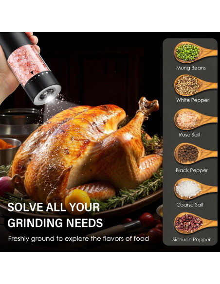 Juego de Molinillos Eléctricos de Sal y Pimienta GEMII Negro