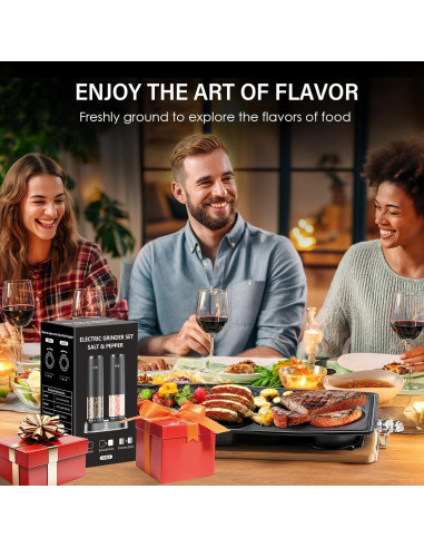 Juego de Molinillos Eléctricos de Sal y Pimienta GEMII Negro