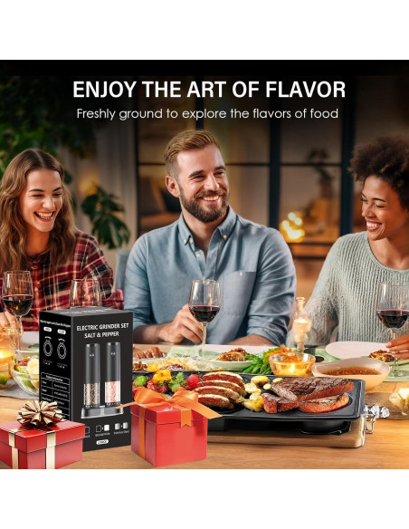 Juego de Molinillos Eléctricos de Sal y Pimienta GEMII Negro