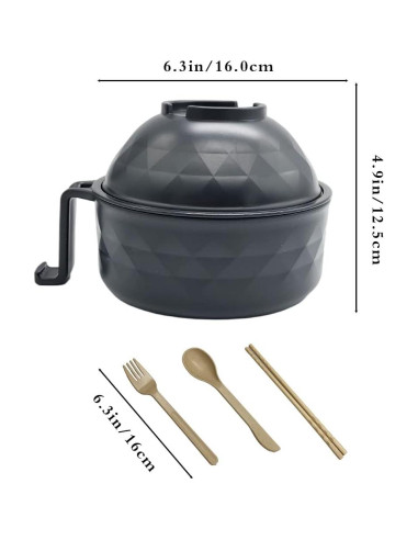 Juego de Tazones de Ramen Lshfwn 3 Piezas Negro 1000ml