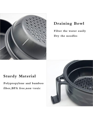 Juego de Tazones de Ramen Lshfwn 3 Piezas Negro 1000ml