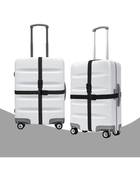 6 Correas de Equipaje AROGEAR Nylon 150cm Negro Hebilla Rápida