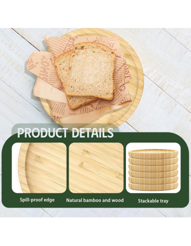 Paquete de 16 Platos Redondos de Bambú 20 cm YOUKE OLA