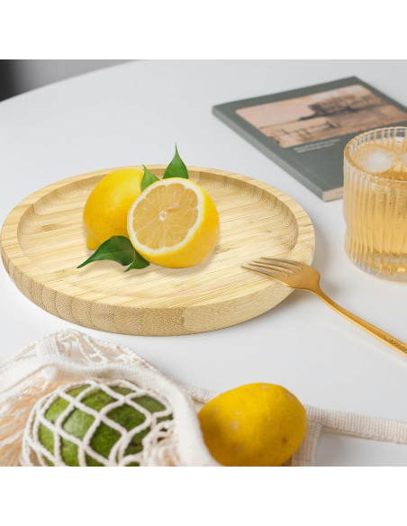 Paquete de 16 Platos Redondos de Bambú 20 cm YOUKE OLA