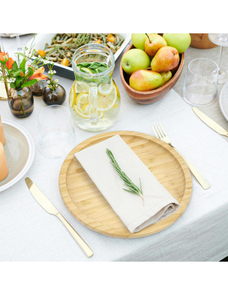 Paquete de 16 Platos Redondos de Bambú 20 cm YOUKE OLA