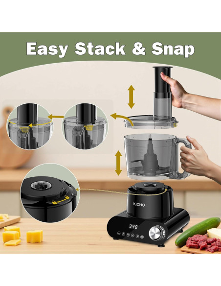 Procesador de Alimentos KICHOT E04 12 Tazas 600W Negro