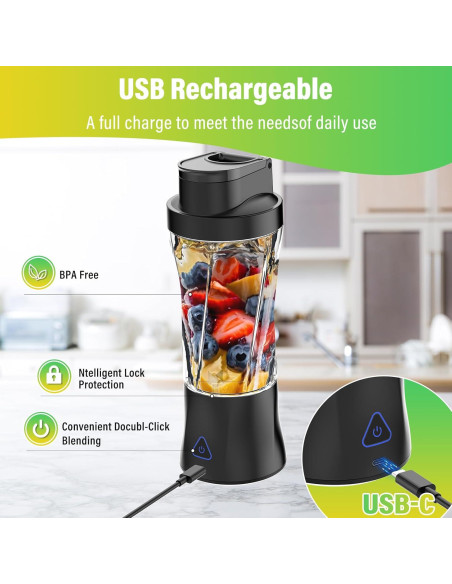 Licuadora Portátil BESNOOW HD-10 700ml 360W USB Recargable