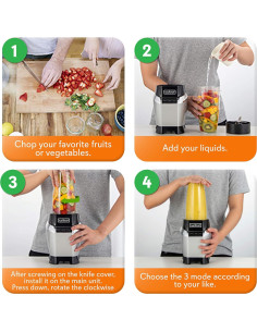 Licuadora Eléctrica NutriChef NCBL1000 1000W con Tazas 20 y 24 oz 2