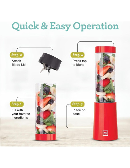 Licuadora Personal Euro Cuisine MM1R Compacta 150W 295ml Roja