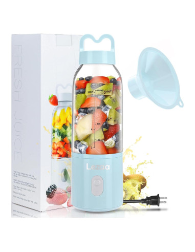 Mezclador Personal Portátil LEZAA 175W 6 Cuchillas Acero Inoxidable Azul