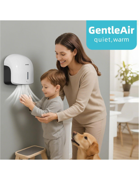 Secador de Manos AIKE AK2637 Blanco, Bajo Ruido, 1500W