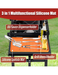 Alfombrilla de Silicona WAOUZN para Parrilla 40.6x29.2 cm Naranja 2