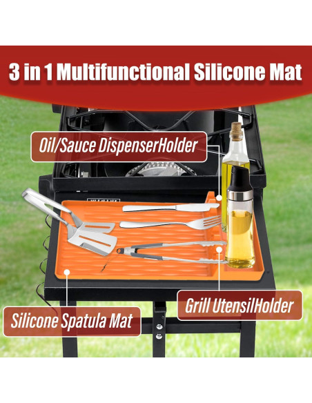 Alfombrilla de Silicona WAOUZN para Parrilla 40.6x29.2 cm Naranja