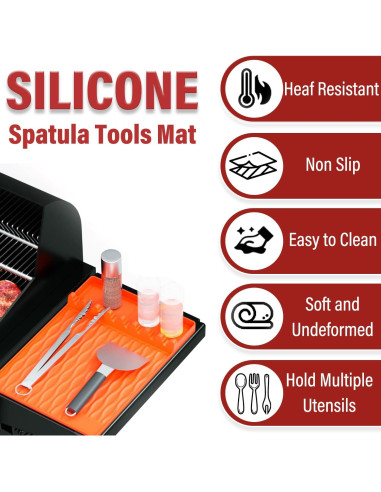 Alfombrilla de Silicona WAOUZN para Parrilla 40.6x29.2 cm Naranja