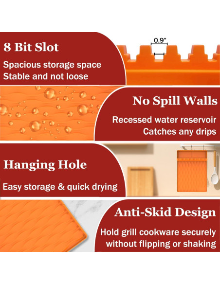 Alfombrilla de Silicona WAOUZN para Parrilla 40.6x29.2 cm Naranja