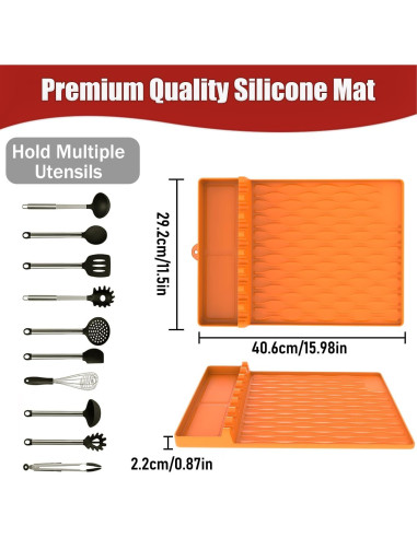 Alfombrilla de Silicona WAOUZN para Parrilla 40.6x29.2 cm Naranja