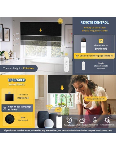 Persianas Motorizadas CITOLEN 76x183 cm Automáticas Opacas