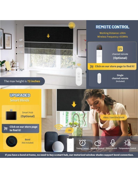 Persianas Motorizadas CITOLEN 76x183 cm Automáticas Opacas