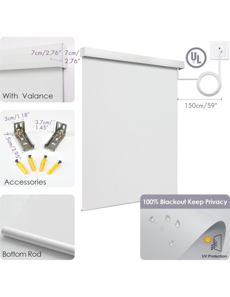 Persianas enrollables blackout motorizadas Graywind 55x183 cm