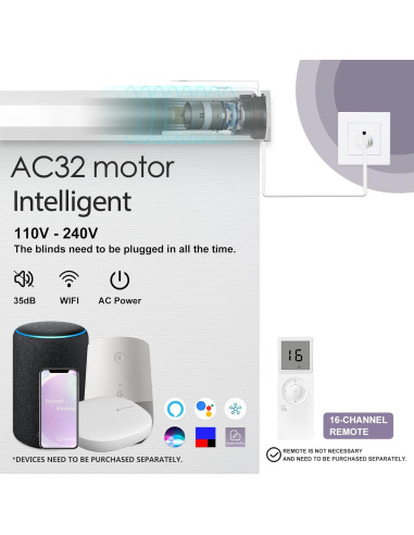 Persianas enrollables blackout motorizadas Graywind 55x183 cm