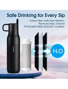 Botella Purificadora de Agua Vsitoo 25 oz Acero Inoxidable 2