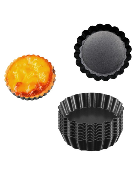 12 Moldes para Tartas de Huevo QJFCare 8 cm Antiadherente