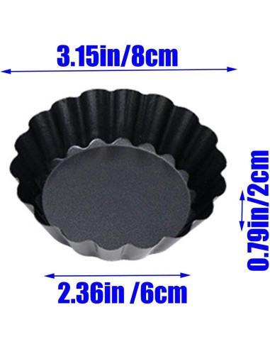 12 Moldes para Tartas de Huevo QJFCare 8 cm Antiadherente